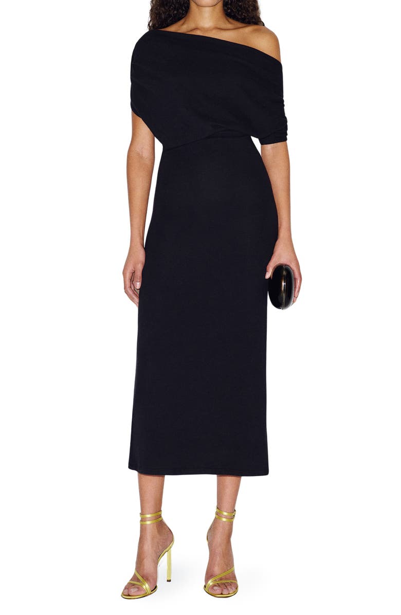 Reformation Iris One-Shoulder Dress, Alternate, color, Black