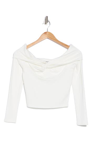 Elodie Twist Front Long Sleeve Top In Off White