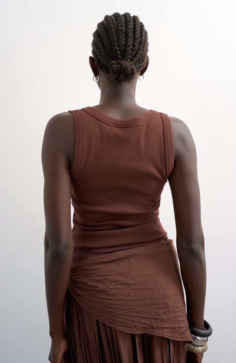 Topshop Scoop Neck Stretch Cotton Rib Tank, Alternate, color, 