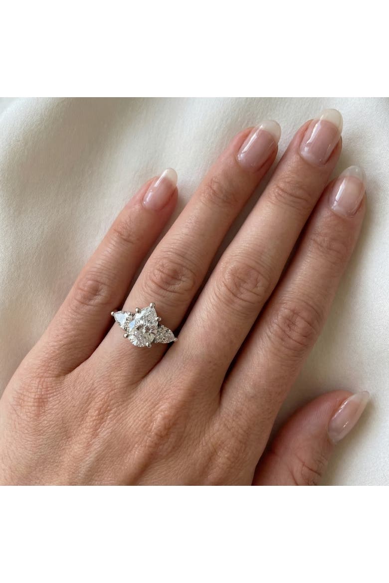 2Ct TW Pear Shape Three Stone Diamond Engagement Ring in 14k Gold Lab Grown, Alternate, color, 14k White Gold