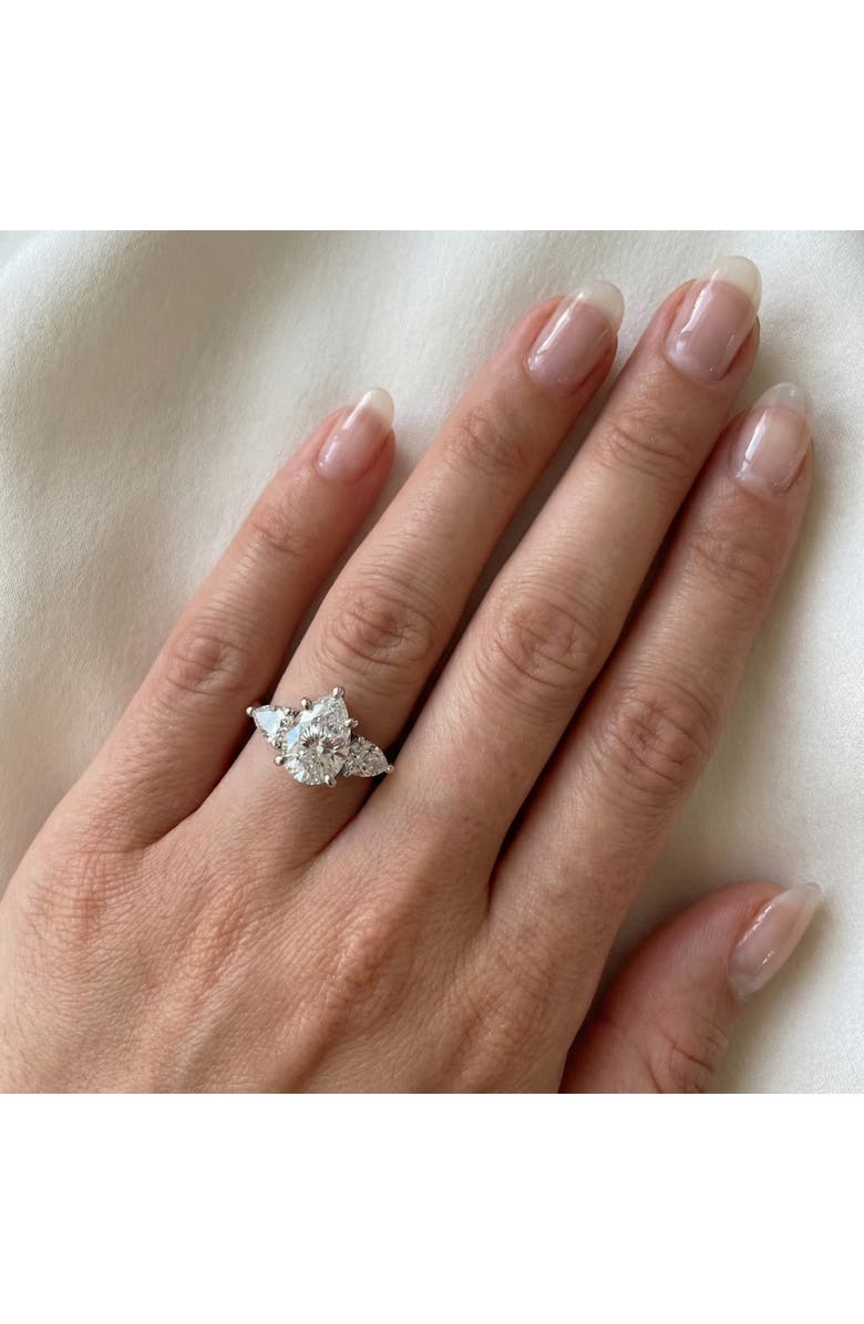 Bliss Diamond 2Ct TW Pear Shape Three Stone Diamond Engagement Ring in 14k Gold Lab Grown, Alternate, color, 14K White Gold