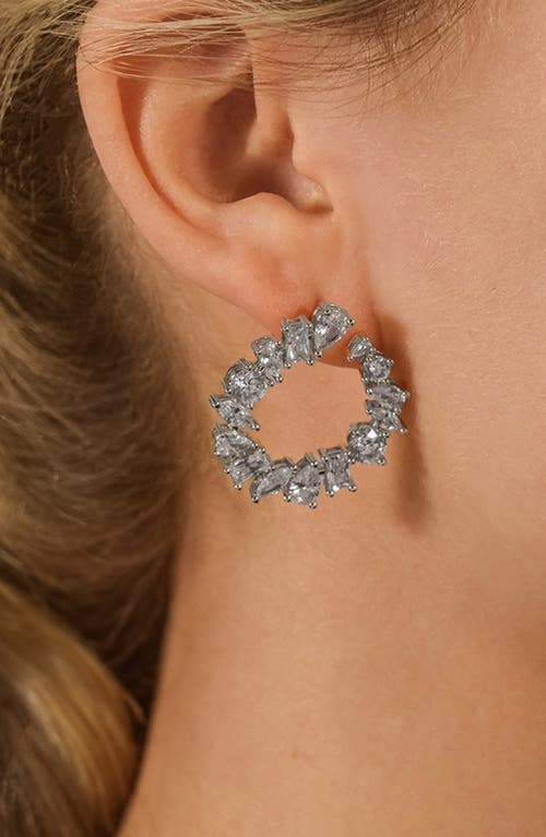 Sterling Forever Shania Cubic Zirconia Frontal Hoop Earrings