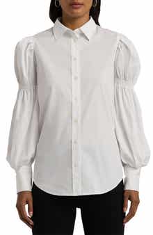 Lauren Ralph Lauren Blouson Sleeve Cotton Blend Shirt
