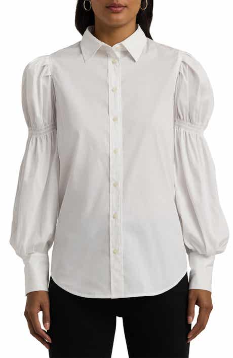 Lauren Ralph Lauren Blouson Sleeve Cotton Blend Shirt