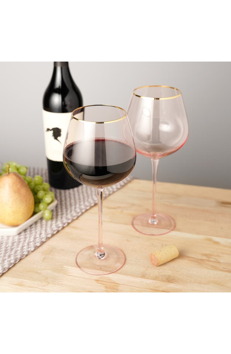TWINE Rose Crystal Red Wine Glasses Set of 2, Alternate, color, Pink
