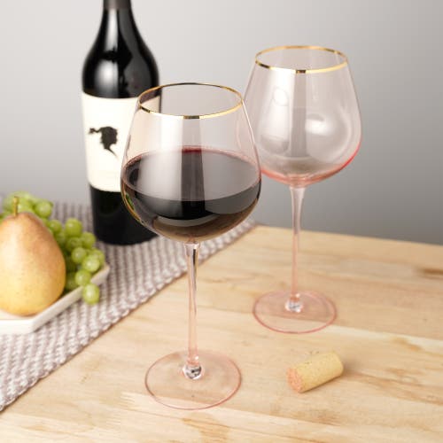 Twine Rose Crystal Red Wine Glasses Set Of 2 In Pink