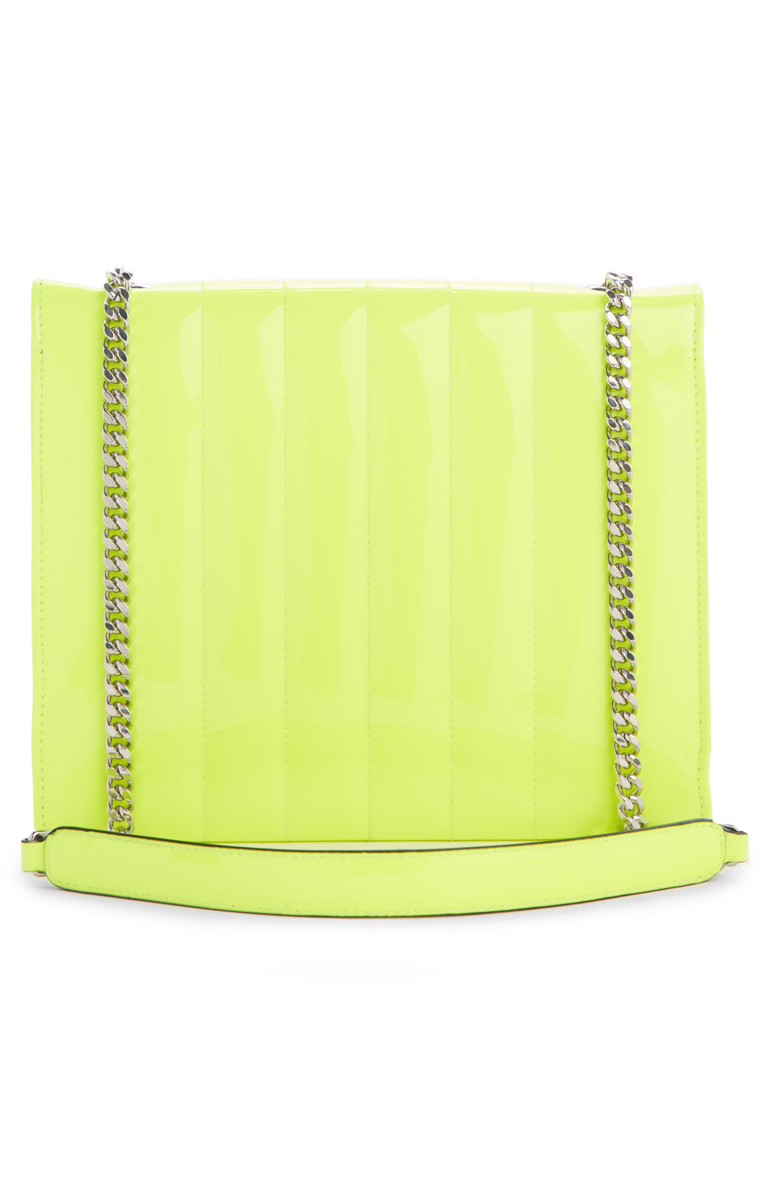 Vicky Patent Leather Wallet on a Chain, Alternate, color, NEON YELLOW