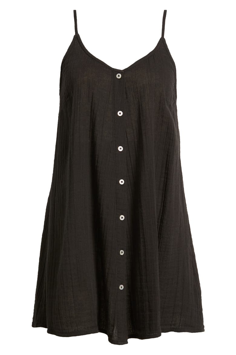 Premium Surf Cotton Gauze Minidress, Alternate, color, BLACK