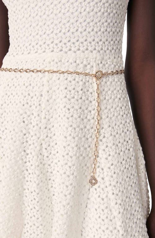 Maje Womens Blanc Chain-belt Short-sleeve Crochet Knitted Mini Dress In White