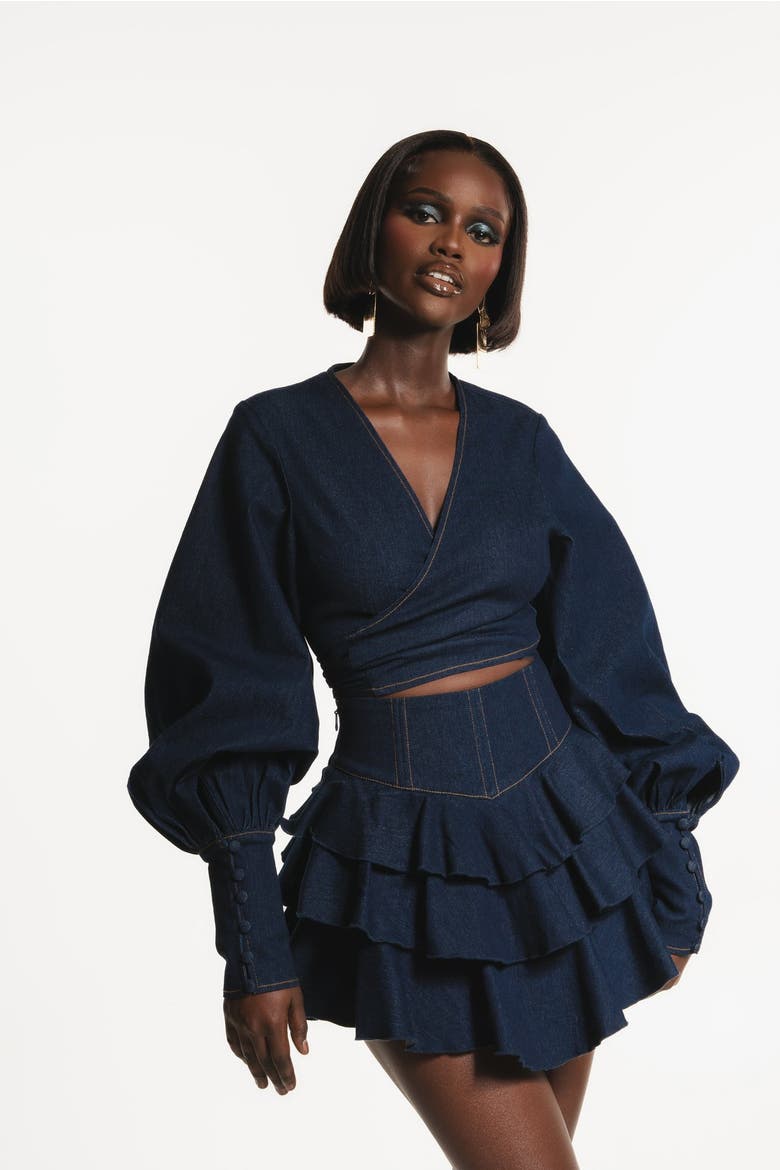 Denim Dilara Mini Skort, Alternate, color, Denim Blue