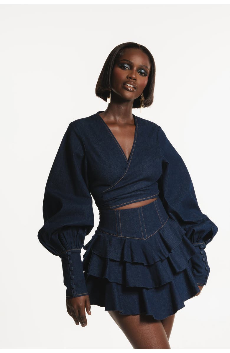 OFUURE Denim Dilara Mini Skort, Alternate, color, Denim Blue