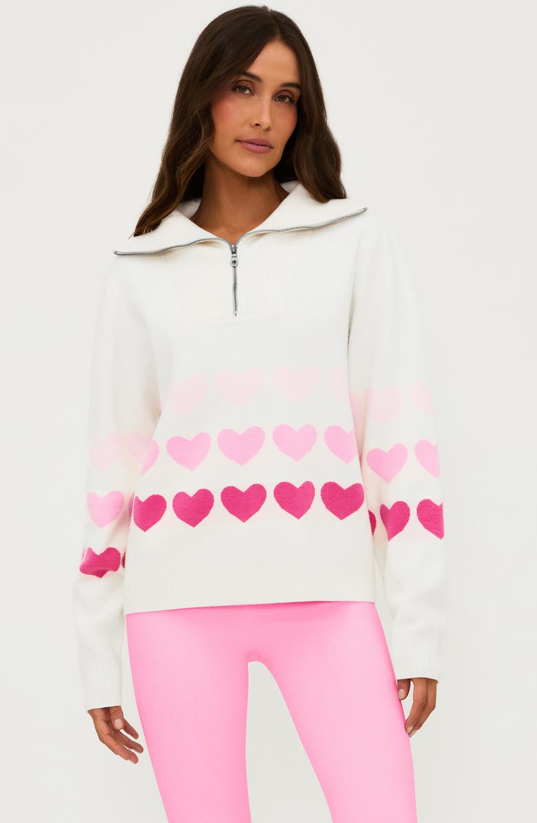 Beach Riot Monterey Heart Quarter Zip Sweater, Alternate, color, Full Of Heart