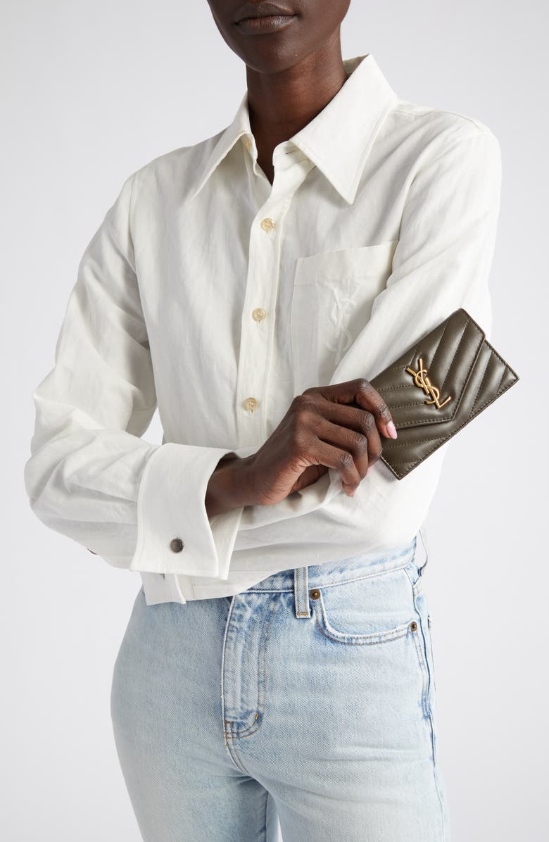 Saint Laurent Cassandre Envelope Flap Card Case, Alternate, color,