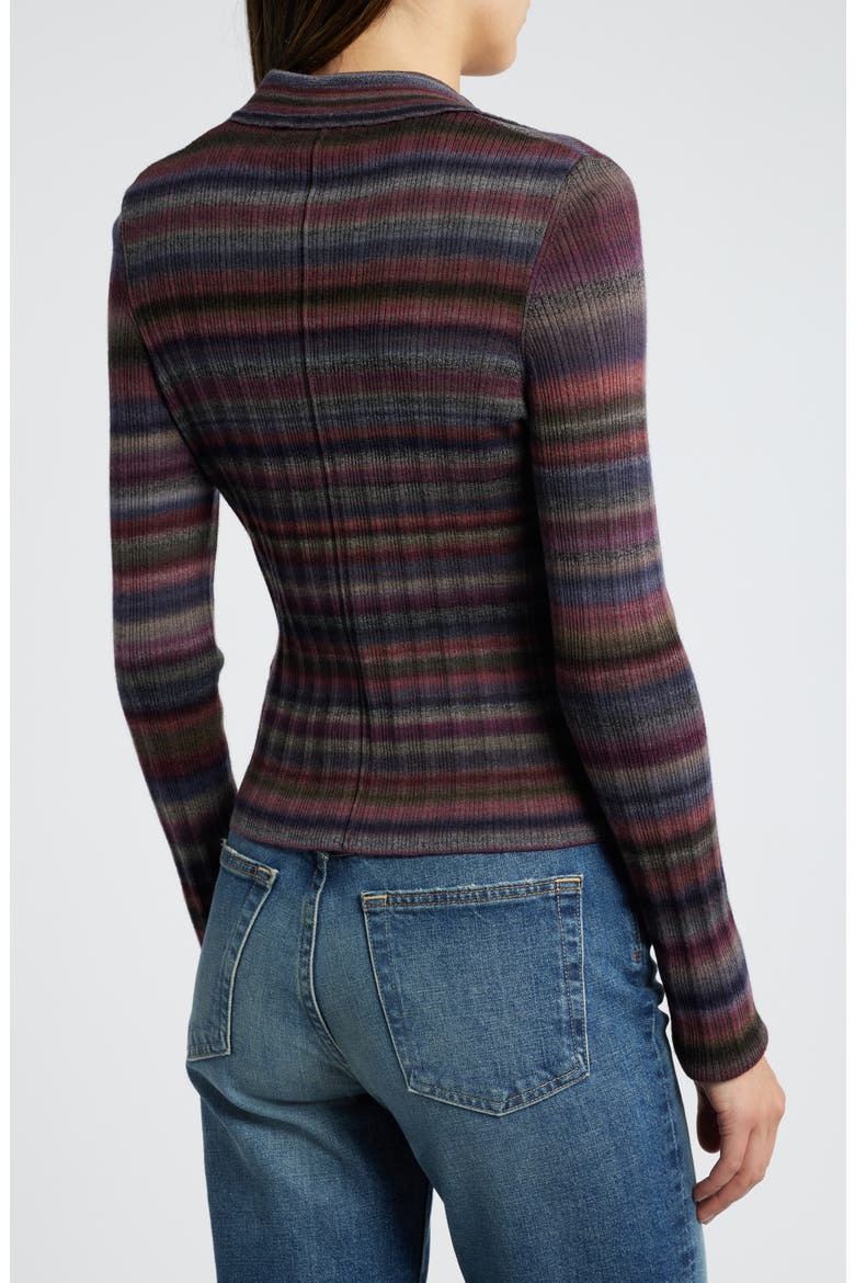 Rib Wool Polo Cardigan, Alternate, color, LAVENDER COMBO