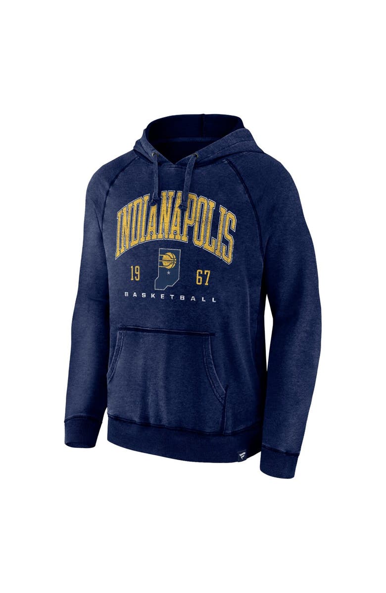 FANATICS Men's Fanatics Branded Heather Navy Indiana Pacers Foul Trouble Snow Wash Raglan Pullover Hoodie, Alternate, color, Heather Navy