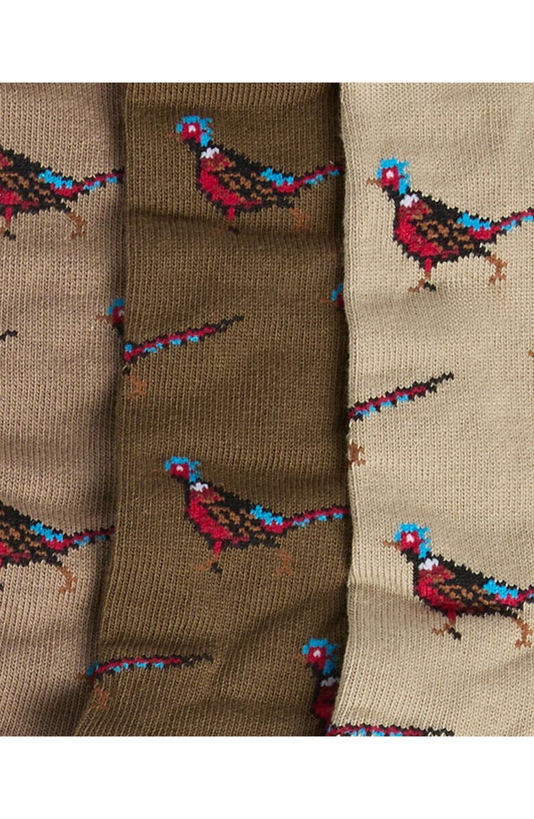 Barbour Pheasant Assorted 3-Pack Cotton Blend Dress Socks Gift Box, Alternate, color, Trench/ Beech Mix