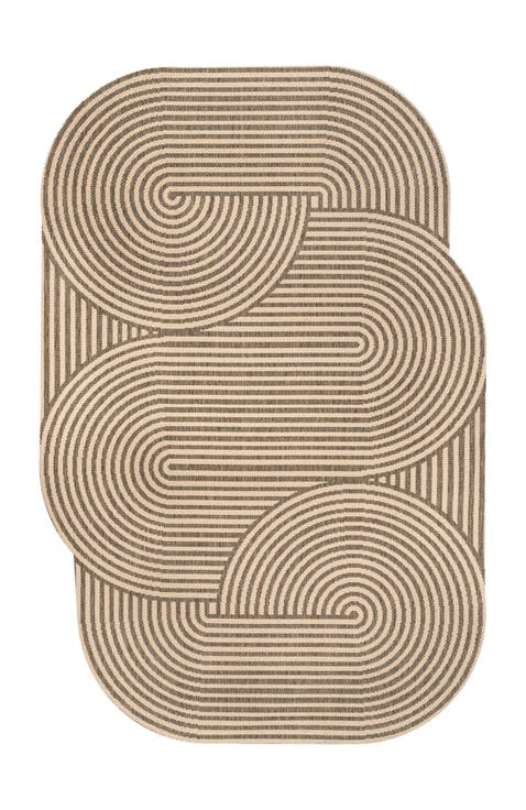 Margot Modern Geometric Arch Stripe Indoor/Outdoor Shaped Area Rug