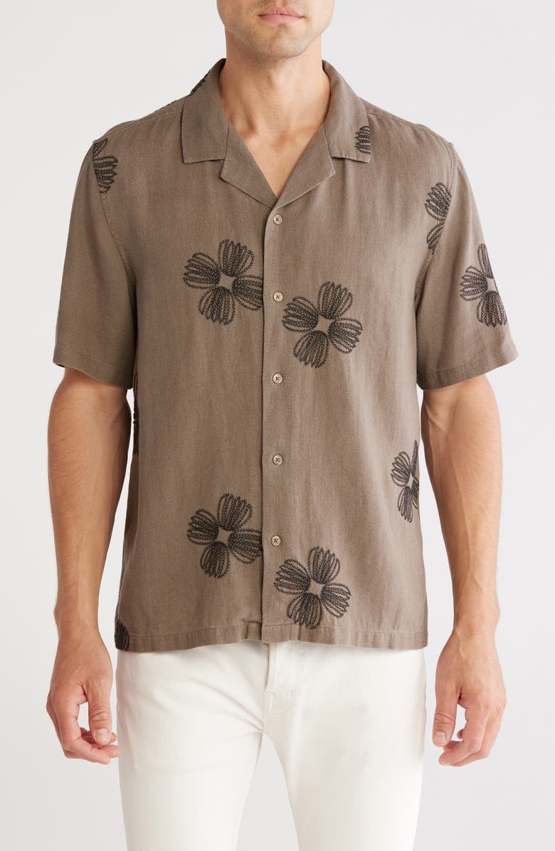 TRUTH Floral Embroidered Short Sleeve Button-Up Shirt, Main, color, 