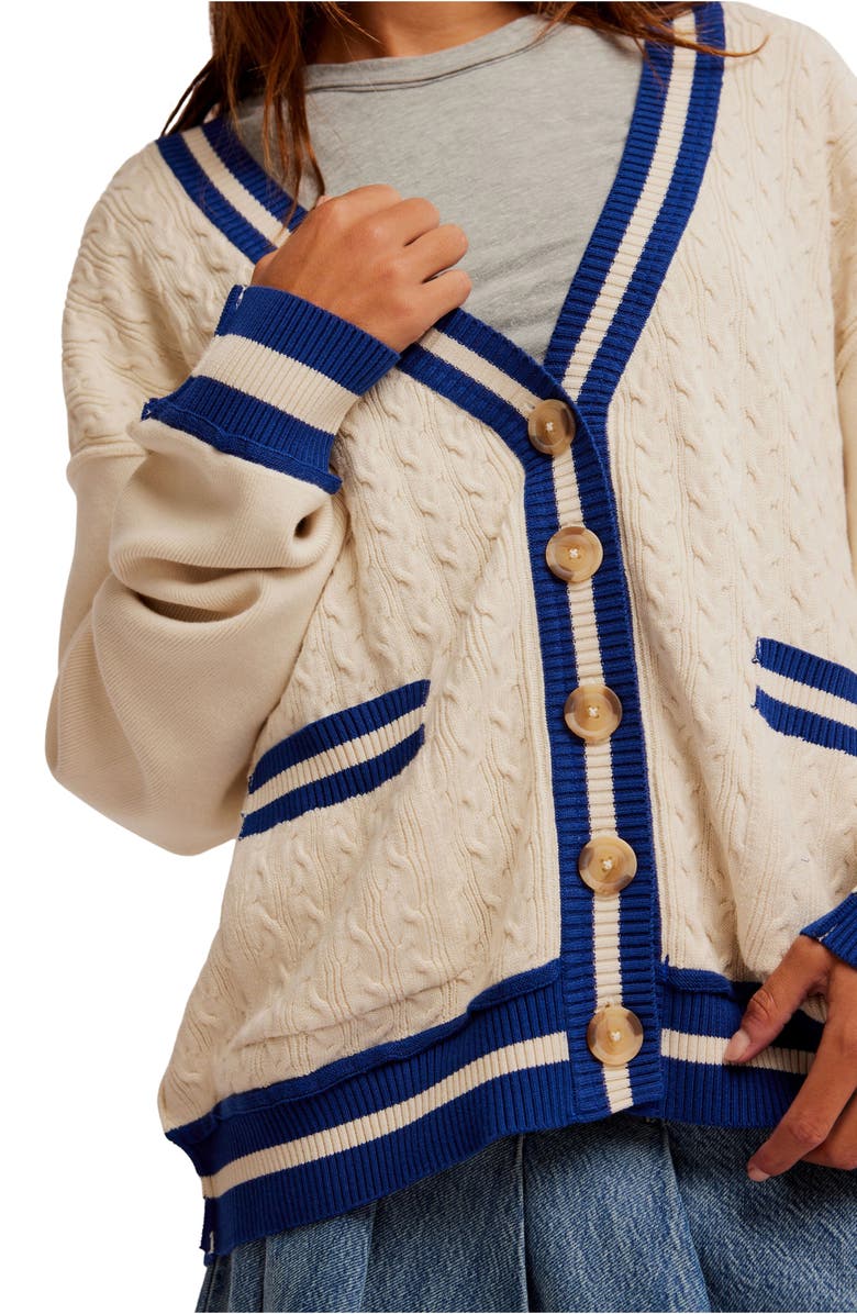 Free People Varsity Cardigan, Alternate, color, 