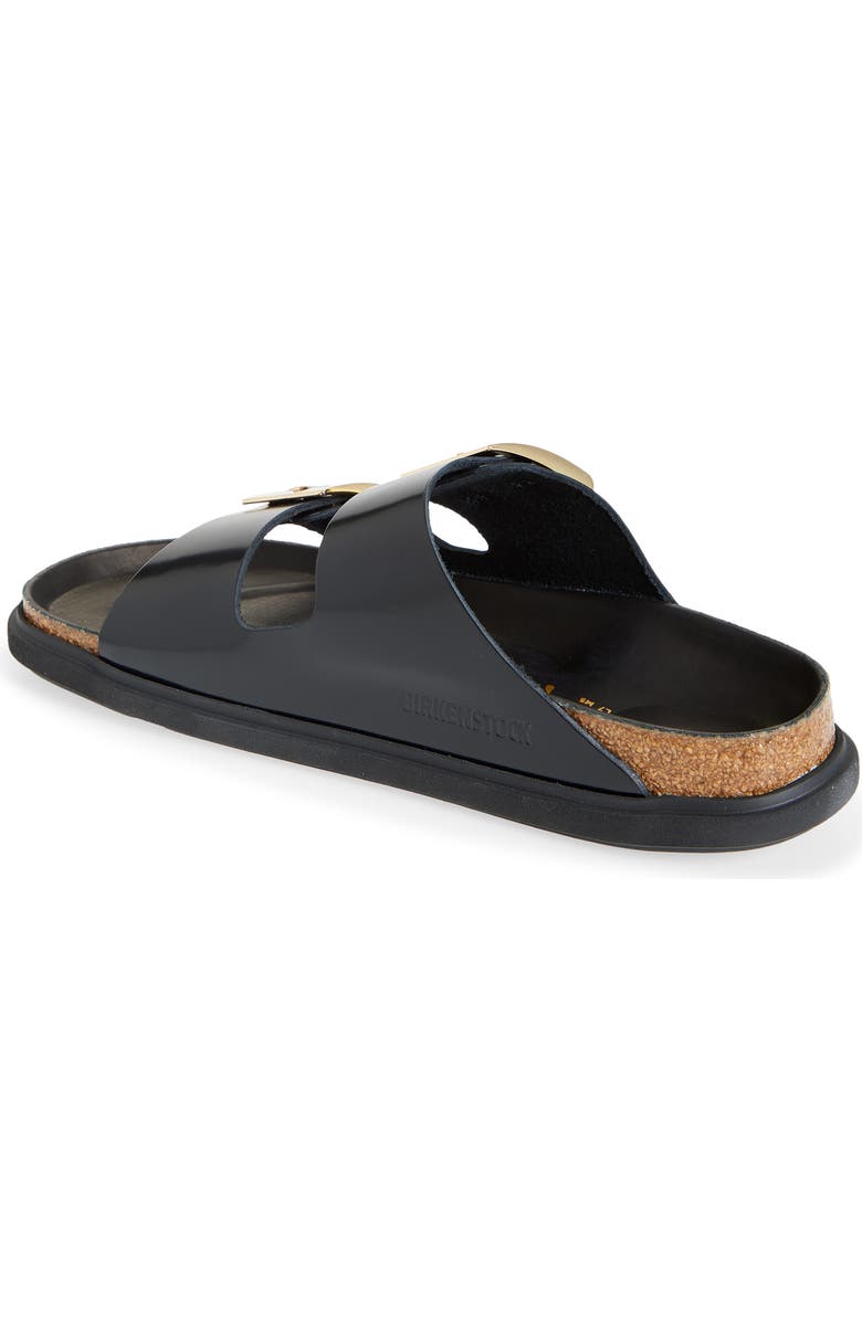 Birkenstock Arizona Droplet Buckle Slide Sandal, Alternate, color, High Shine Black