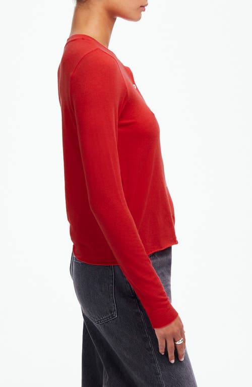 Madewell Crewneck Cardigan In Bright Cherry
