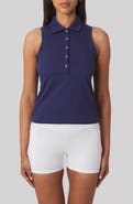 Williams Athletic Club Val Sleeveless Polo with Imitation Pearl Buttons