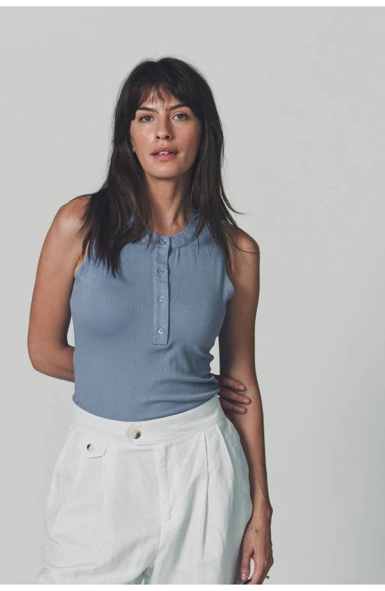 The Shirt by Rochelle Behrens The Sleeveless Brett Shirt, Main, color, Slate Blue