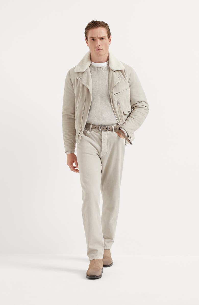 Brunello Cucinelli Garment-dyed iconic fit five-pocket trousers in slubbed denim, Alternate, color,