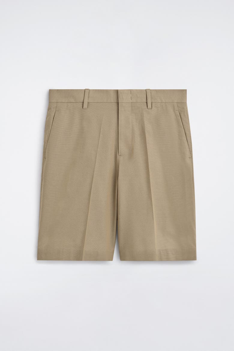 Tailored Textured Cotton Shorts, Alternate, color, BEIGE