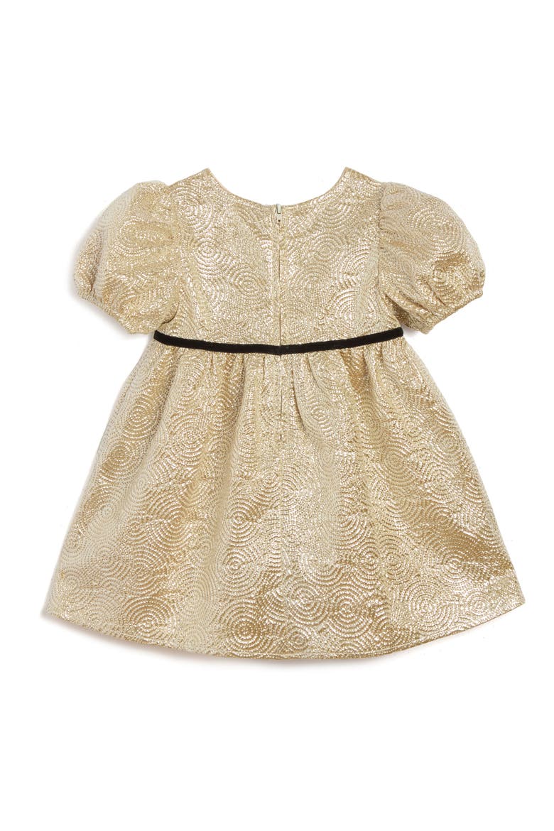 Jill Puff Sleeve Jacquard Party Dress, Alternate, color, GOLD