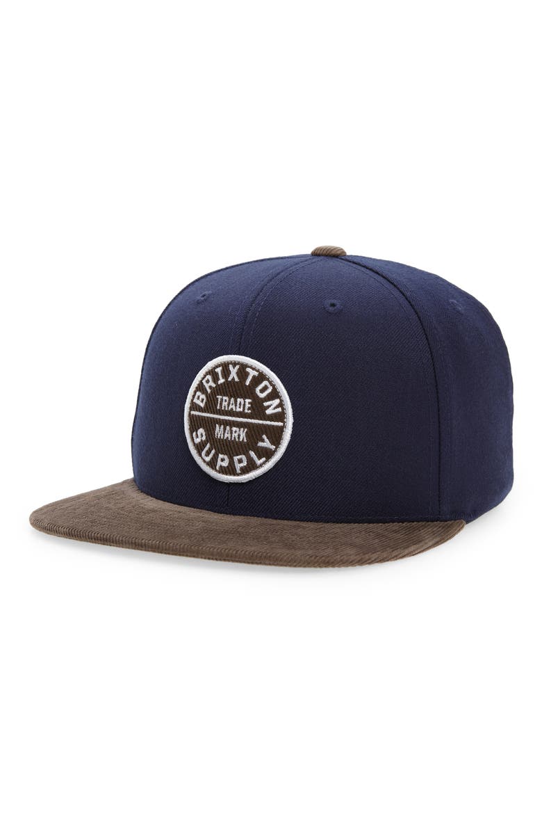 Oath III Snapback Hat, Main, color, NAVY/ DEEP BROWN