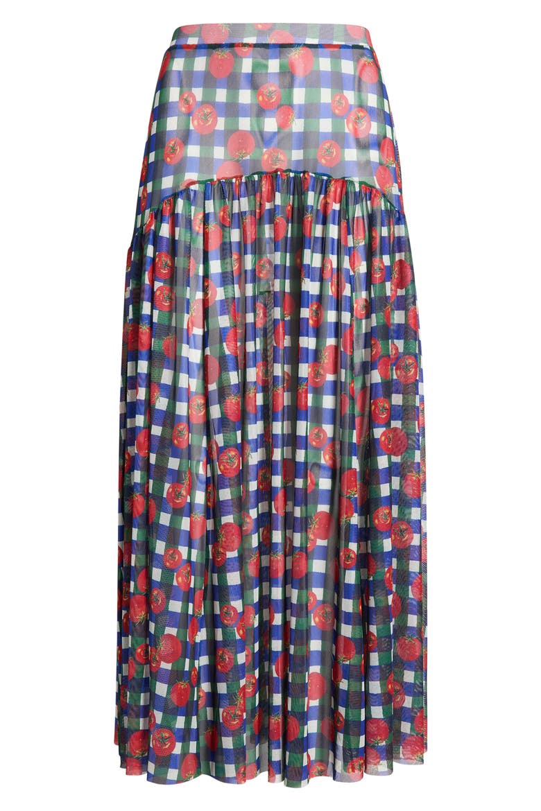 Maeden Floral Cover-Up Midi Skirt, Alternate, color, GINGHAM TOMATOES BLUE/ GREEN