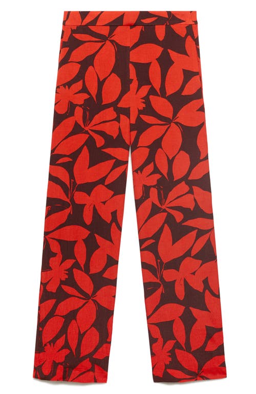 Mango Flowy Print Straight Leg Pants In Red