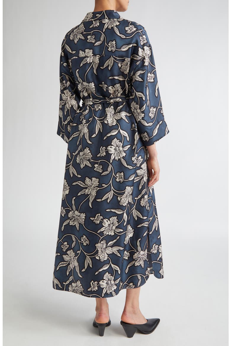 Peonia Print Silk Twill Shirtdress, Alternate, color, MIDNIGHT BLUE