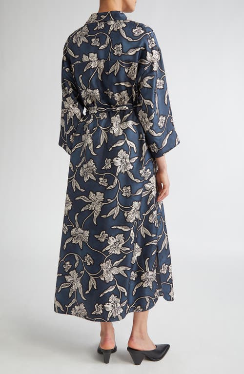 Max Mara Peonia Print Silk Twill Shirtdress In Blue