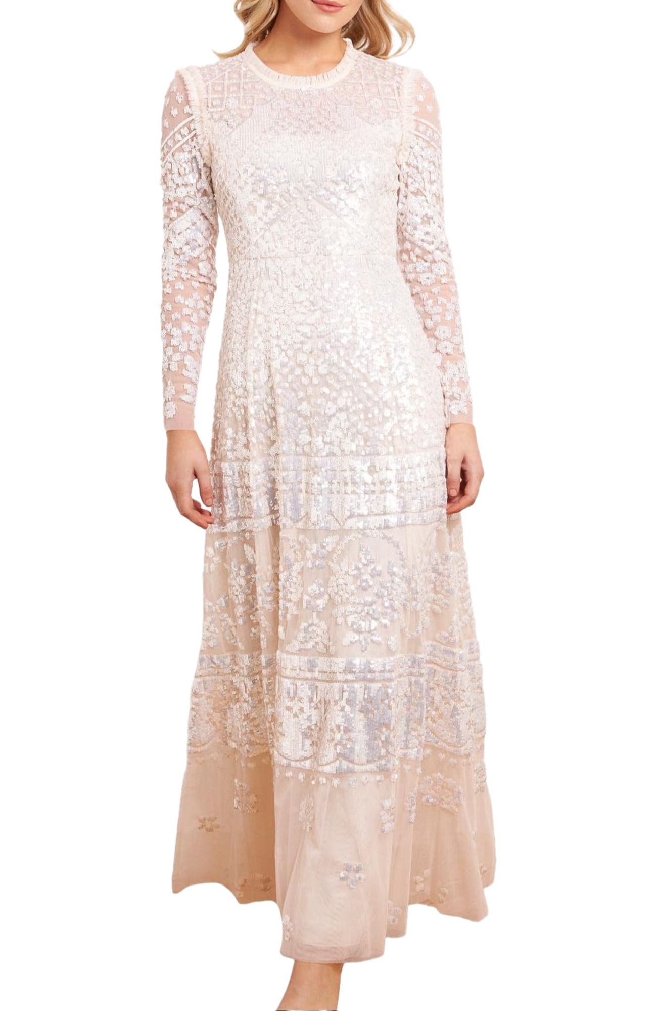 Aurora Long Sleeve Round Neck Gown - image 3