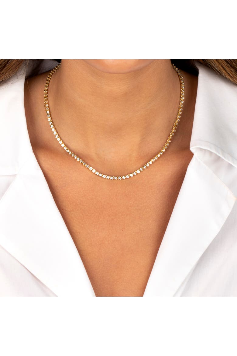 CZ Bezel Tennis Necklace, Alternate, color, Gold