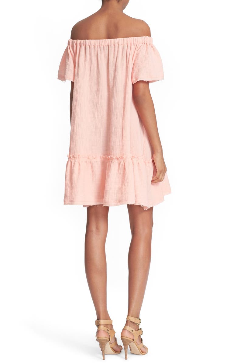 Rebecca Taylor Off the Shoulder Cotton Swing Dress, Alternate, color, 
