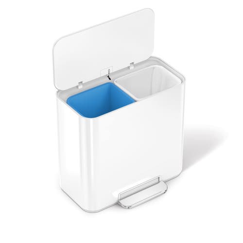 Simplehuman 15l Mini Recycler Step Can In White
