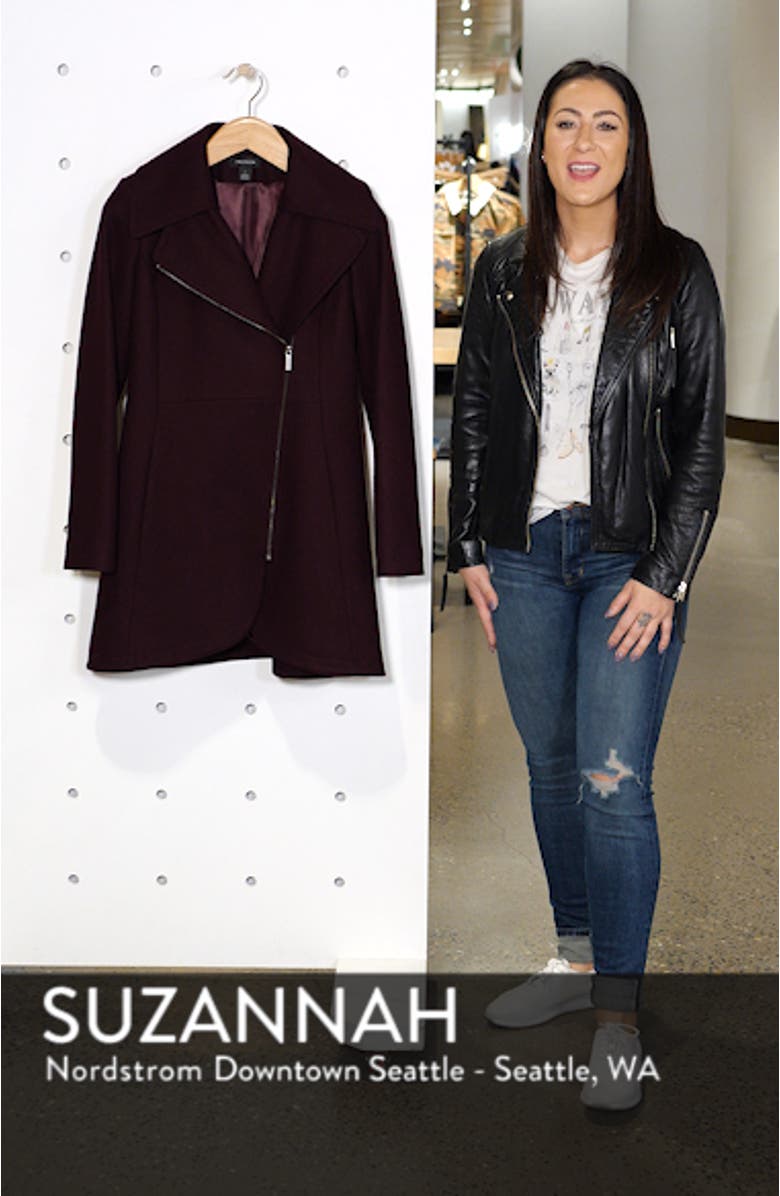 Asymmetrical Zip Wool Blend Coat, sales video thumbnail