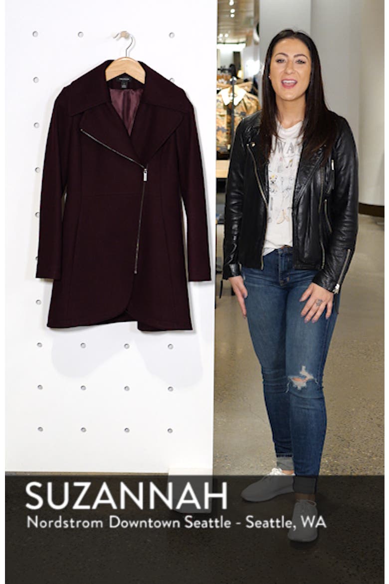 Asymmetrical Zip Wool Blend Coat video