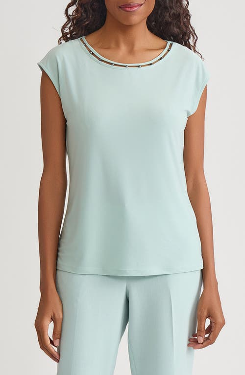 Kasper Beaded Neck Top In Green