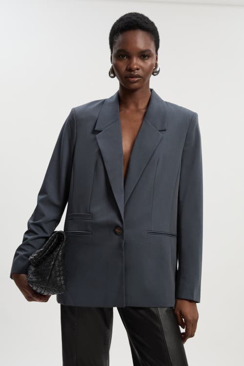 Karen Millen Twill Oversized Blazer In Gray