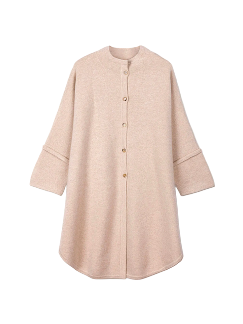 Cashmere Button-Front Poncho