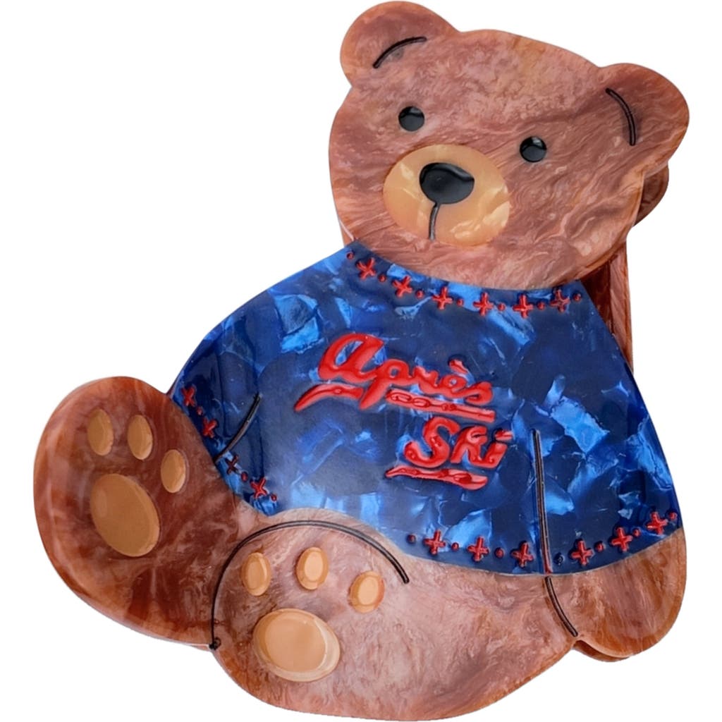 Solar Eclipse Hand Painted Après Ski Teddy Bear Claw Clip In Brown