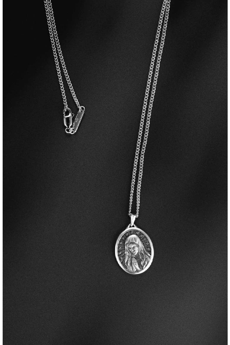 Men's Virgin Mary Pendant Necklace, Alternate, color, SILVER