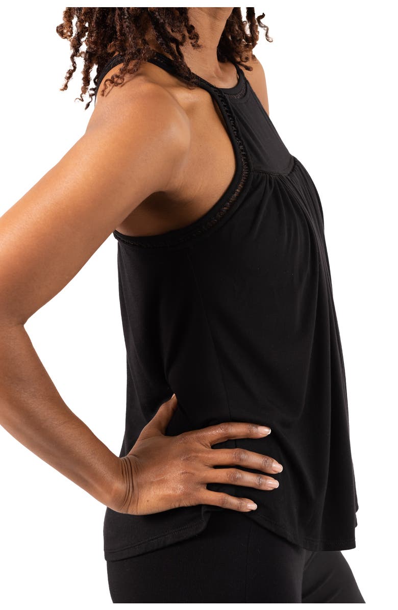 JJwinks Wine Down Built-In Shelf Racerback Tank Lounge & Sleep Top, Alternate, color, Black