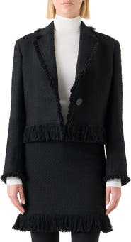 Akris punto Fringe Bouclé Tweed Crop Jacket