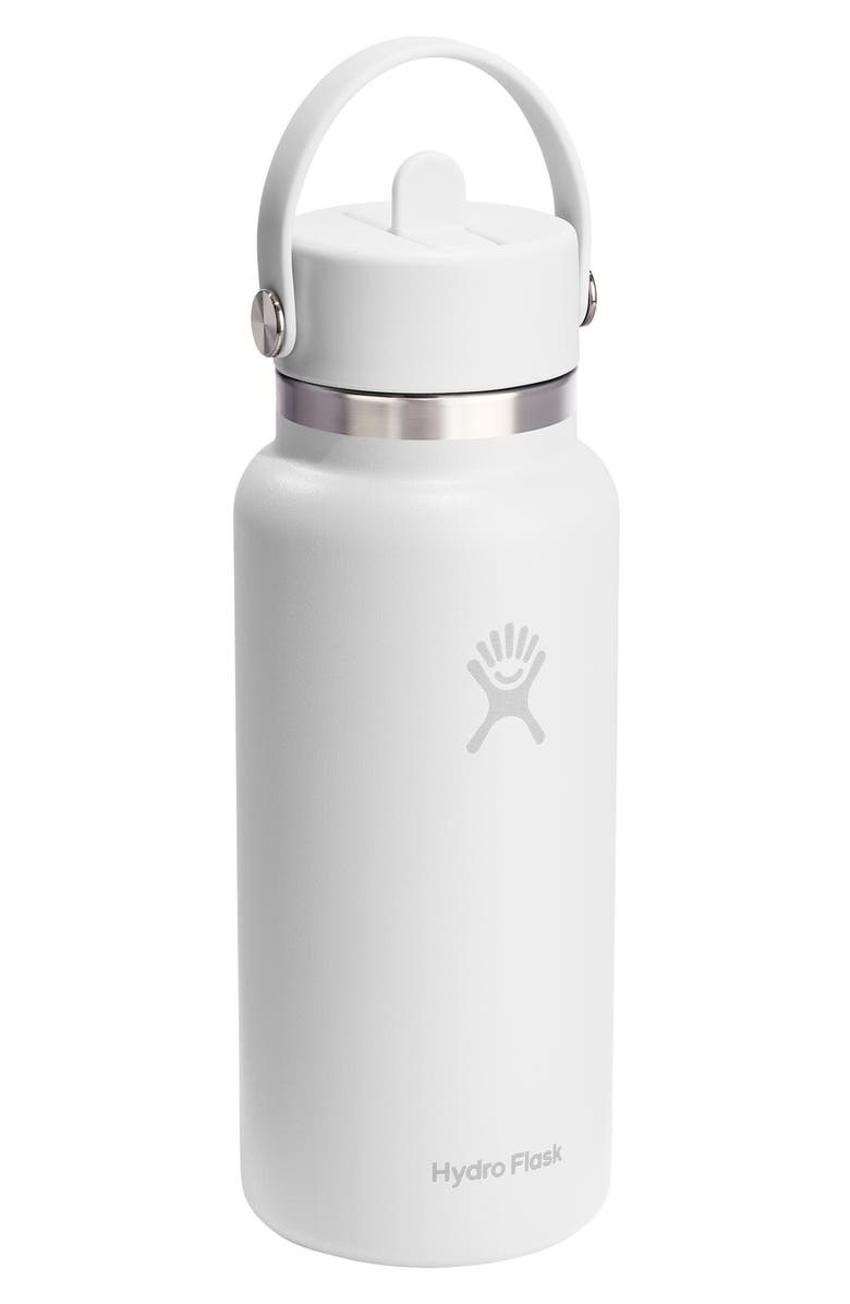 Hydro Flask 32-Ounce Wide Mouth Flex Straw Cap Water Bottle, Alternate, color, White
