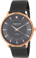 Kenneth Cole Men's 3-Hand Diamond Mesh Strap Watch, 45mm